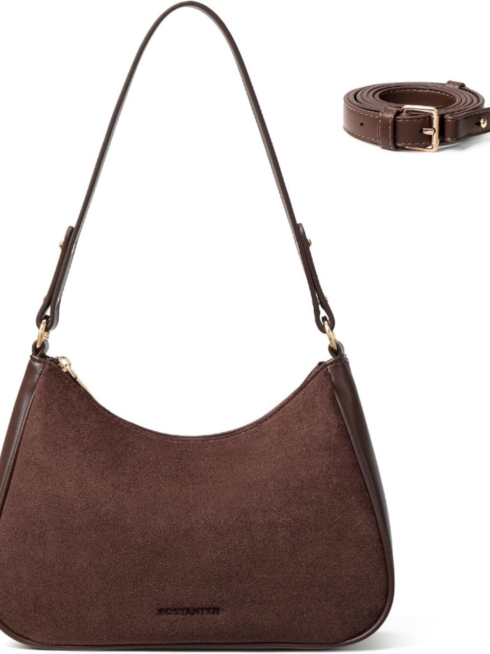 Crescent Shoulder Bag Dual-Texture Vegan Leather Purses for Women Retro Cross bo - Picture 1 of 6